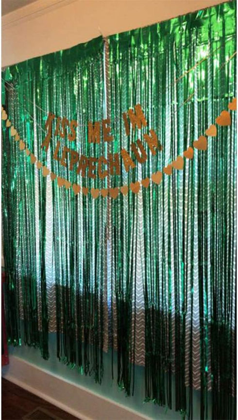 Iridescent Foil Fringe Curtains Rainforest Jungle Theme Party Supplies Birthday Wedding Party Window Door Decorations Fun Photo Booth Backdrop Pro...