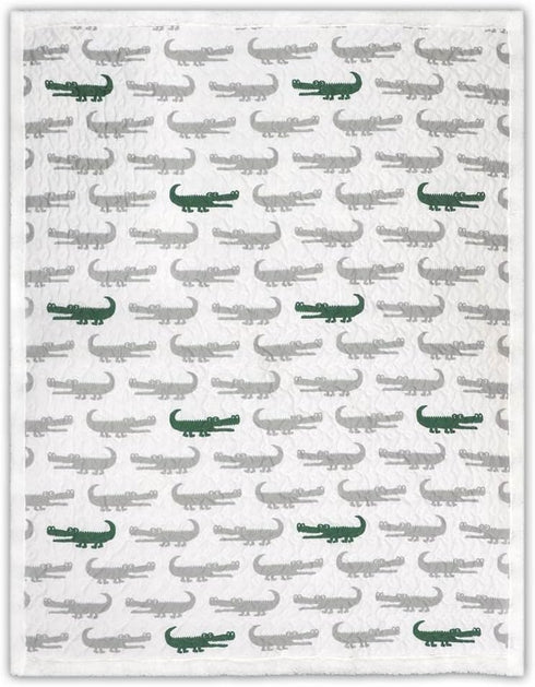 Lush Decor 16T000550 Alligator Sherpa Throw, 60" x 50", Gray/Green...