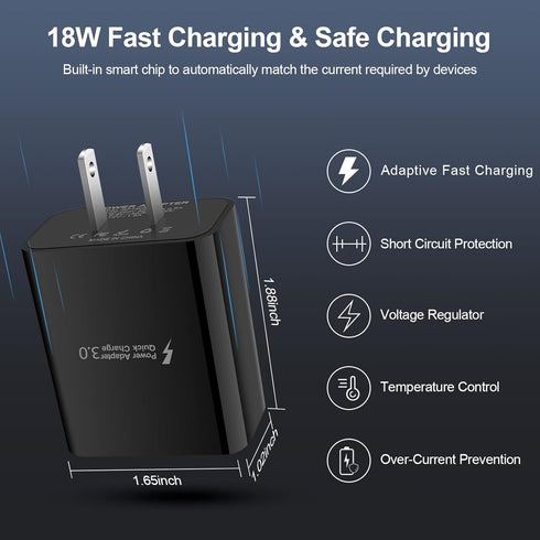 Micro USB Charger with Wall Plug Android Phone Charger Fast Charging for Samsung Galaxy S7 S6 J8 J3, 7V/J7 Prime/Star/Sky Pro/Refine, Moto E E5 E4...