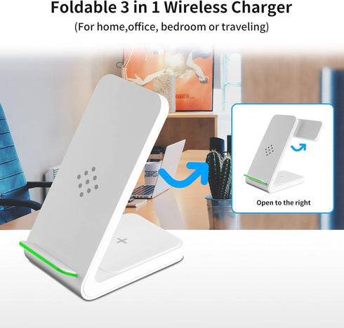 Wireless Charging Stand, Sunffice 3 in 1 Fast Charging Wireless Charging Station Dock for iWatch SE/6/5/4/3/2, Airpods Pro/2/3, iPhone 13/12/11/11...