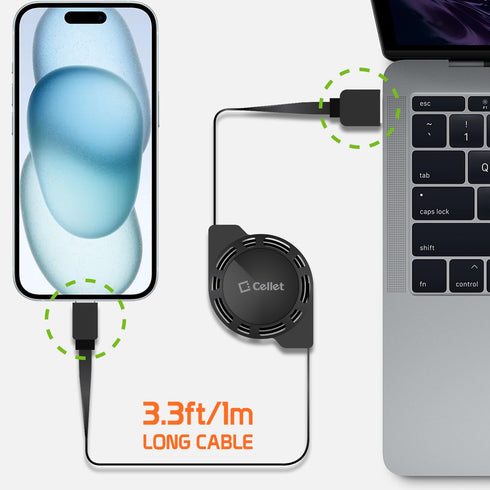 Retractable USB-C Charger Cable, TYPE-C 3 Feet Charging Cable Compatible to iPhone 15 Series, Samsung Galaxy Smartphones, Google Pixel, Moto iPad ...