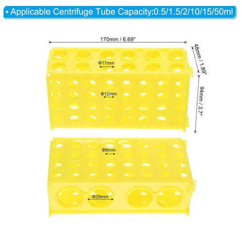 PATIKIL 80 Wells Tube Rack, 1 Pcs Vial Rack Four Panel Centrifuge Tube Holder for Microcentrifuge Tubes 0.5/1.5/2/10/15/50ml, Yellow...