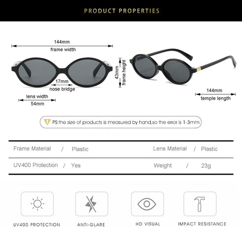 Gleyemor Retro Oval Sunglasses for Women and Men Small 90s Style Glasses...