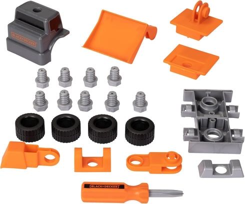 Black+Decker Matrix Jr.Kids Boys Play Tools 2-in-1 Build-It Kit: Excavator and Bulldozer 20 Piece Playset...
