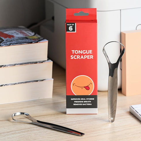 6 Pack Tongue Scraper for Adults, 100% Stainless Steel, Tongue Scrubber, Easy to Use, Tongue Cleaner for Oral Care & Hygiene, Reduce Bad Breath...