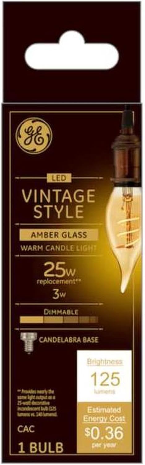 GE Vintage Style LED Light Bulb, 40 Watt, Amber Finish, ST19 Edison Style Bulb (1 Pack)...