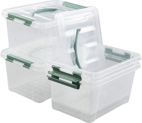 4-Pack 6 Quarts Clear Storage Box Tote, Plastic Bins with Lids...