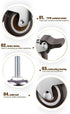 GBL 1" inch Small Caster Wheels with 2 Brakes + Screws M6x15mm - 90Lbs - Low Profile Castor Wheels with Brakes - Set of 4 No Floor Marks Silent Ca...