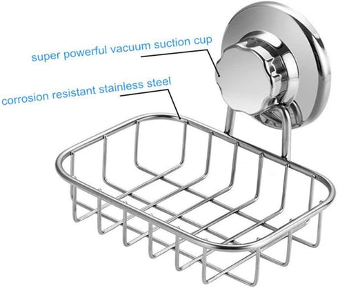 SANNO Suction Cup Soap Holder, Soap Dish Saver Tray Bar Soap Sponge Holder for Shower Wall, Bathroom, Tub and Kitchen Sink Stainless Steel...