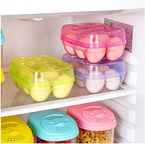 JAMOR 6 Grid Egg Storage Box Refrigerator Crisper Egg Protection Box Portable Egg Carriage Container For Camping Picnic Essential (Blue)...