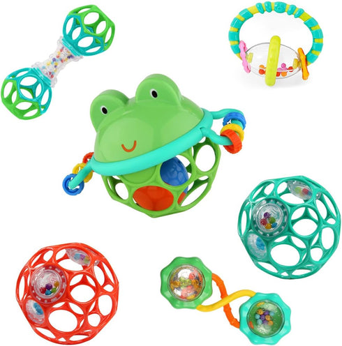 Bright Starts Little Shakers 6pc Gift Set - BPA-Free Easy-Grasp Baby Rattles and Teethers, Unisex, 3 Months+...