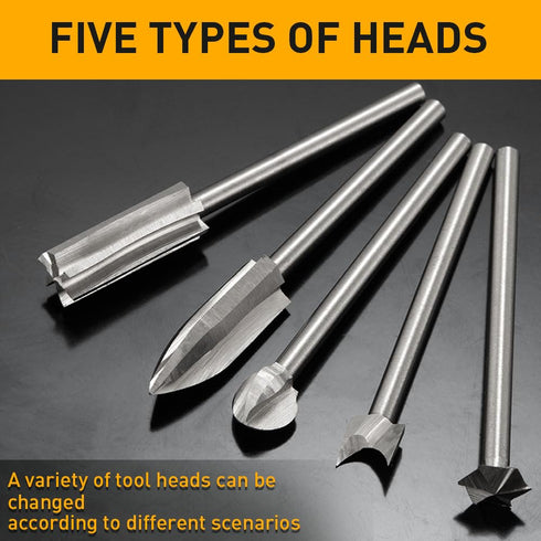 Wood Carving Drill Bits Set Compatible with Dremel Rotary Tool 5 Different Engraving Drill Accessories Bit Wood Grinding Woodworking Tool with 3mm...