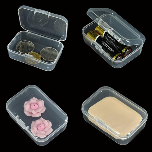 Wotermly 20 Pcs Mini Storage Containers Small Rectangle Plastic Clear Beads Storage Containers Box with Hinged Lid for Storage of Tiny Items (Size...