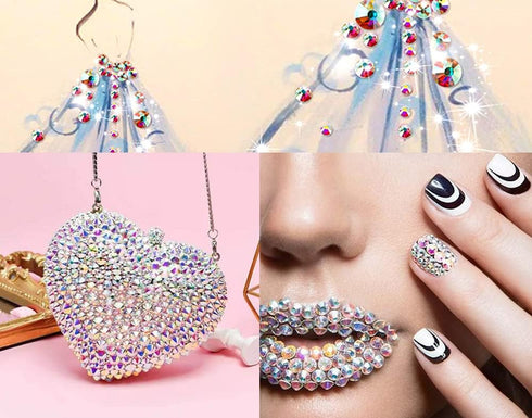 Massive Beads 6500pcs+ Flatback Glass Hotfix Iron On Rhinestones Crystal for DIY Making with 1 Tweezer & 1 Picking Pen for Shoes, Clothes, Face Ar...