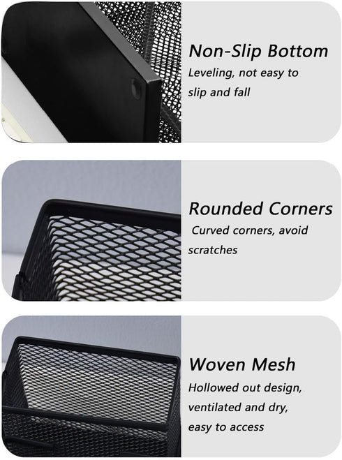 Desk Organizer Desktop Mesh Pen Pencil Holder Caddy with 4 Compartments, Office Home School Classroom Accessories Cool Supplies...