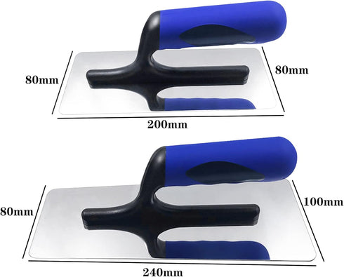Stainless Steel Venetian Plaster Trowel 2 PC (Small: 200mm x 80mm & Medium: 240mm x 100mm) Paint Plastering Finishing Hand Tools...