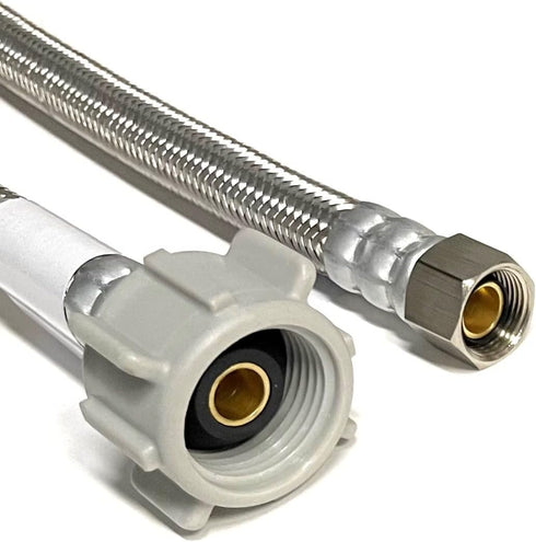 Toilet Water Supply Connector Line Braided Stainless Steel, Toilet Supply Line - 3/8 Female Compression Thread x 7/8 Female Ballcock Thread (4, 16...