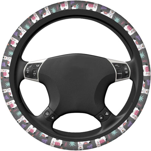 Swono Cartoon Llama Alpaca Car Steering Wheel Covers Cartoon Llama Cute Women Men Interior Accessories Universal 15 Inch Steering Steering Wheel P...