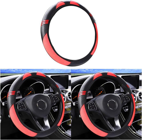 Universal Car Steering Wheel Cover, Microfiber Elastic Leather Anti-Slip Steering Wheel Protector, 15 Inch Steering Wheel Cover for Women Girls, C...