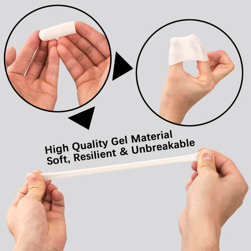 ANCIRS Gel Finger Support Protector Gloves, Gel Finger Cots/Covers - Different Sizes Silicone Fingertips for Hands Cracking, Eczema Skin (20pcs Wh...