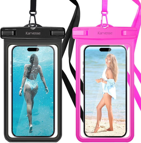 Waterproof Phone Pouch/Case, 2 Pack Waterproof Phone Holder/Bag for iPhone, Samsung Galaxy, Pixel, Universal Cell Phone Dry Bag for Travel, Beach,...