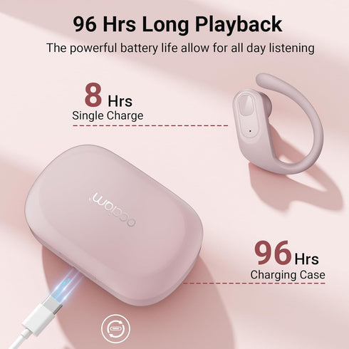 occiam Wireless Bluetooth Earbuds Sport Ear Buds Workout Headphones 96H Playback in-Ear Earphones with Earhooks Buit-in Mic Button Control Bass St...