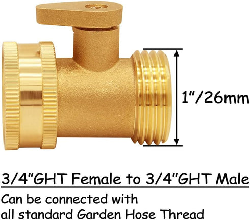 2PCS Brass Garden Hose Shut Off Valve Heavy Duty 3/4 Inch GHT Threaded Water Hose Ball Valve with Washers for Outdoor Lawn and Gardening Hoses Con...