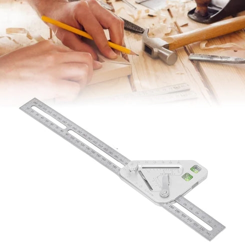 Combination Square with Bubble Level Silver Flexible Woodworking Triangle Ruler Carpentry Tools...