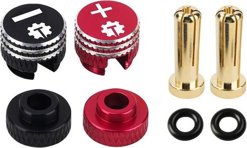 TCRC 2PCS Aluminum Heatsink 5mm Bullet Plug Connectors & Grips for Li-Po and Li-HV Hardcase Power (Red + Black)...