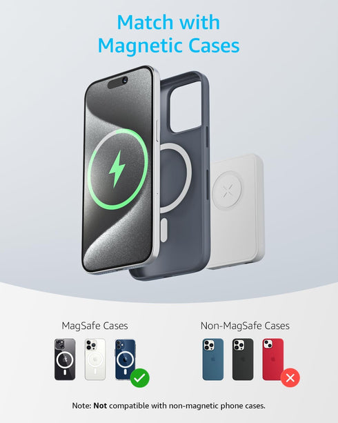 LL TRADER 008 Magnetic Wireless Power Bank 10000mAh Portable Charger Battery Pack Compatible with MagSafe for iPhone 12/13/14/15 Series (White)...