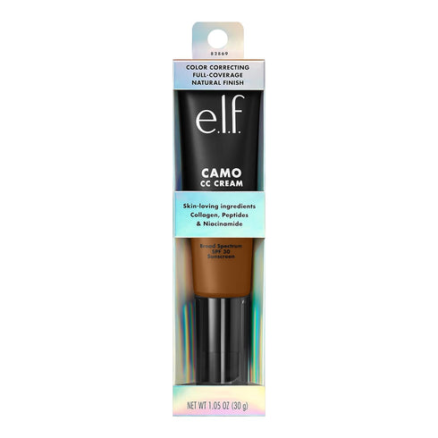 e.l.f. Camo CC Cream, Color Correcting Medium-To-Full Coverage Foundation with SPF 30, Deep 530 W, 1.05 Oz (30g)...