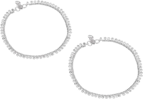 Efulgenz Indian Anklets for Women Crystal Anklet for Women Silver Indian Anklets Silver Payal for Women Oxidised Silver Jewelry Set Indian Anklet ...