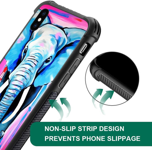 Compatible with iPhone Xs Case,African Elephants iPhone X Cases for Girls,Pattern Design Shockproof Anti-Scratch Hard PC Back Case for iPhone X/XS...