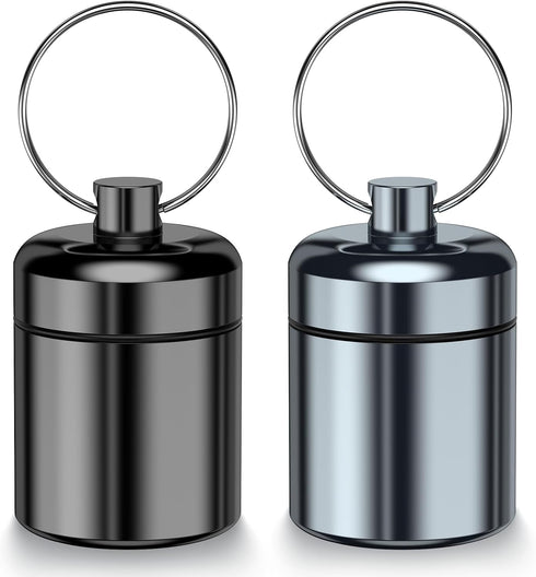 2 Pack Mini Pill Case Small Pill Holder Keychain for Purse - Portable Travel Pill Container Keychain, Waterproof Metal Daily Pill Box Organizer fo...