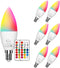 E12 LED Light Bulbs 5W, 40W Equivalent, Small Base B11 Candelabra Light Bulbs, Set of 6 LED Color Changing Light Bulbs, Dimmable Color Candle Bulb...