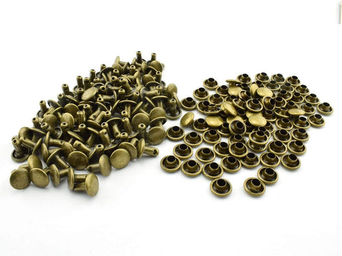 120pcs 8x8mm Bronze Double Cap Rapid Rivets Round Head Decorative Rivets DIY Leather Craft Studs 5/16 inch...