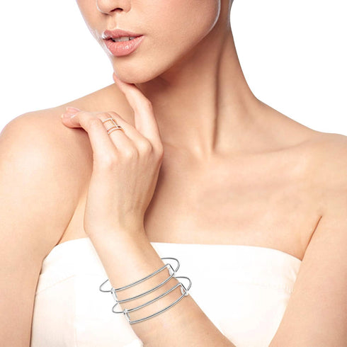 UPINS 60Pcs Expandable Blank Bangle Bracelets Adjustable Wire Bracelets for DIY Jewelry Making, Silver...