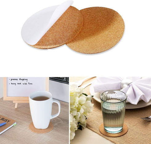 80 Pack Self-Adhesive Round Cork Coasters - 3.54 INCH Circle Cork Backing Sheets Mats and DIY Crafts Supplies...