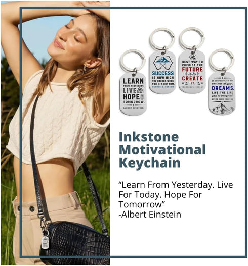 Inkstone Motivational Keychains 12-Pack with Inspirational Quotes - Perfect for Teacher Appreciation, Nurses Week Gifts, and Bulk Keychain Accesso...