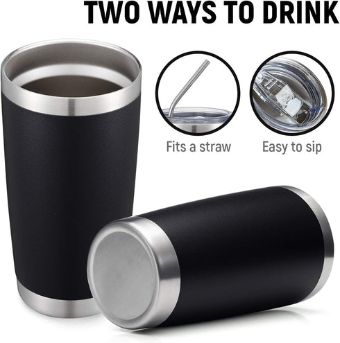 COMOOO 20oz Tumbler Stainless Steel Insulated Travel Mug Vacuum Double Wall Coffee Cup for Hot Beverage and Cold Drinks,Home and Outdoor?Black, 1 ...