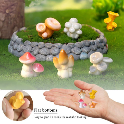 Miniature Resin Mushroom,Micro Landscape House DIY Garden Cute Mushrooms,Mushroom Sculpture for Fairy Garden Fish Tank Outdoor Landscape Decoratio...