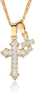 Cross Necklace for Women,18K Gold Plated CZ Cross Pendant Necklace,Double Cross Necklace with Gold Chain Cross Necklace Trendy Jewelry Gifts for W...
