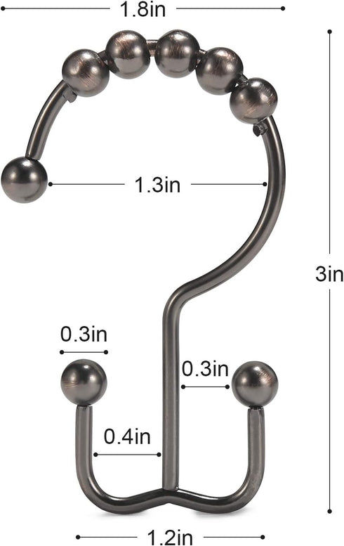 Shower Curtain Hooks, Goowin Shower Curtain Rings, Stainless Steel Shower Curtain Hooks Rust Proof Free Sliding Double Shower Hooks for Curtain, S...