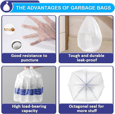 Bathroom 2 Gallon Small Trash Bags White Garbage Bags,78 Counts...