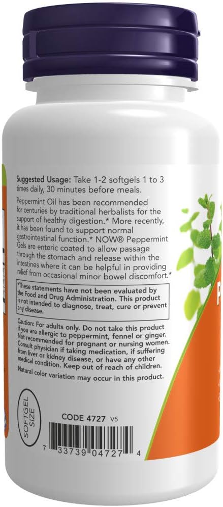 Now Foods Peppermint Gels with Ginger & Fennel Oils, 90 Softgels (Pack of 2)...