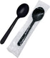 100 Pcs Heavy Duty Recyclable Spoon, Thickened Individually Wrapped Spoon Packaged, Catering Spoon, Dessert Spoon, Party Utensils (Black)...