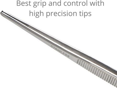 Beaditive 5.5-inch Sewing Machine Tweezers Set (3-pc) Serrated Straight Tips | Professional Grade, High Precision | Stainless Steel...