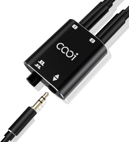 3.5mm Stereo Audio Switcher?1 in 2 Out /2 in 1 Out? with 3.5mm Audio Cable, 2 Ports AUX Audio Speaker Selector for PC Phone Laptop Headphone...