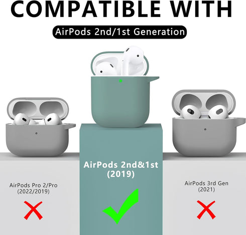 Airpods Case Cover 2&1 with Cleaner Kit,Soft Silicone Protective Cover for Apple AirPods 2nd/1st Generation Charging Case with Keychain,Shockproof...