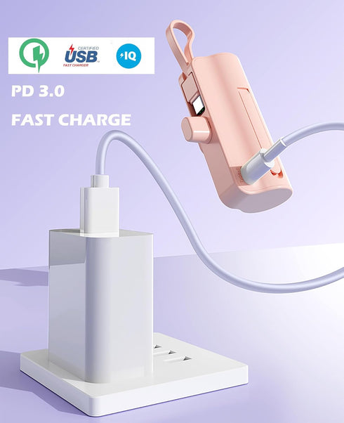 Mini Phone Charger 5500mAh Portable Power Bank,Dual USB-C Ports Cell Phone Power Charger, LCD LED Display Battery Compatible with iPhone 15/15 plu...
